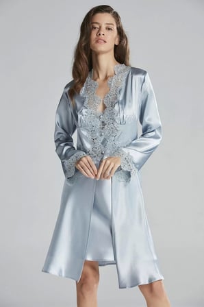 Pierre Cardin 6'lı Midi Gecelik Sabahlık Gelin Çeyiz Set 6335 Mist