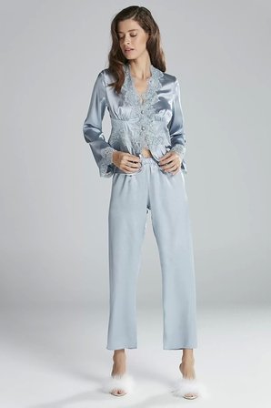 Pierre Cardin 6'lı Midi Gecelik Sabahlık Gelin Çeyiz Set 6335 Mist