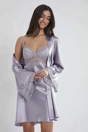 Pierre Cardin Midi Dantel Sabahlık Gecelik Set 4090 Royal