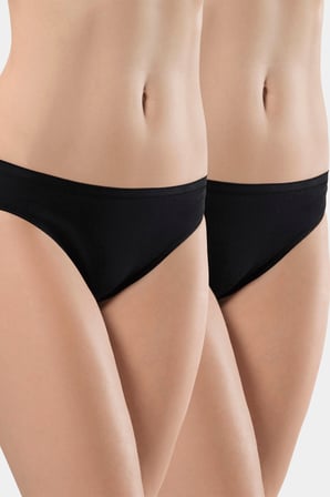 Türen Kadin Biyeli Pamuklu Bikini Külot 2'li Paket 270/Siyah