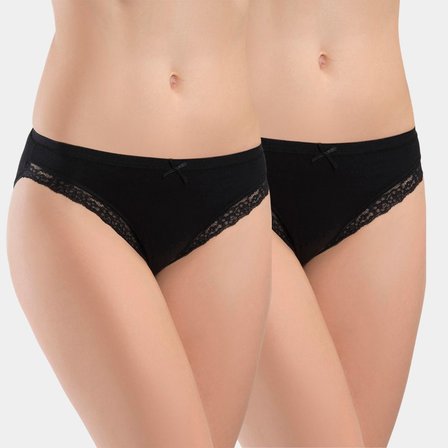 Türen Kadin Likrali Fistolu Bikini (2'li Paket) 238/Siyah