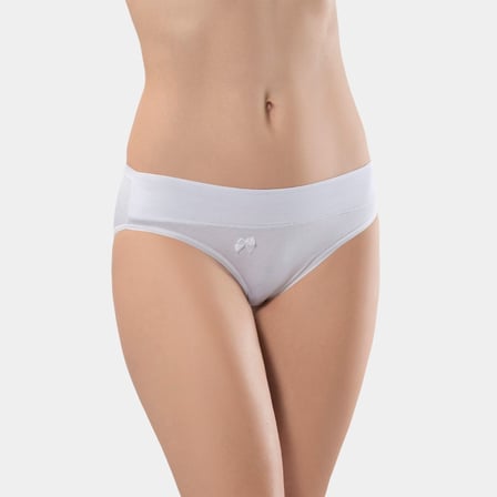 Türen Kadin Beli Lastikli Likrali 2'li Pamuklu Bikini Külot 955/Beyaz