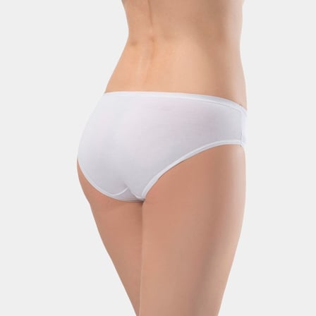 Türen Kadin Beli Lastikli Likrali 2'li Pamuklu Bikini Külot 955/Beyaz