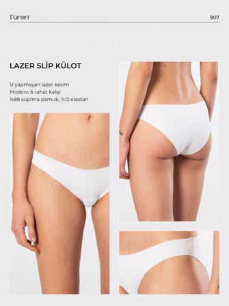 Türen Kadin Lazer Kesim Pamuklu Bikini Külot 907/Beyaz