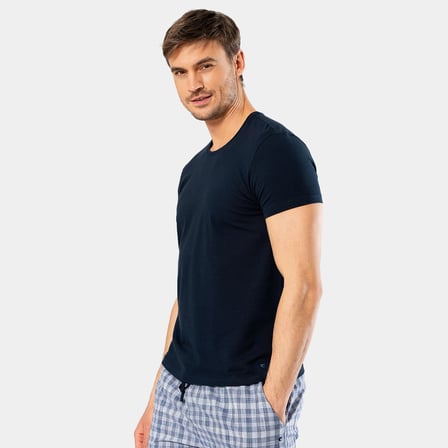 Cacharel Erkek Bisiklet Yaka Likrali T-shirt 1331/Lacivert