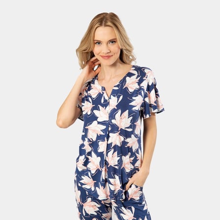 Türen Patli Örme Kisa Kol Pijama Takimi 3606/Lacivert