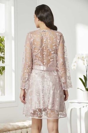 Pierre Cardin 6'lı Kaplı Midi Gecelik Sabahlık Set 6225 Pudra