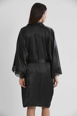 Pierre Cardin Siyah Sütyen Kaplı Sabahlık Gecelik Set 4250 Siyah