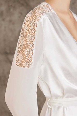 Pierre Cardin Saten Gecelik Sabahlık Pijama Şort 6'lı Gelin Çeyiz Seti Ekru 6005
