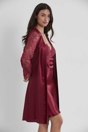 Pierre Cardin Bordo Sütyen Kaplı Sabahlık Gecelik 4025