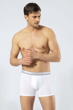 Cacharel Erkek Uzun Paçali 3'lü Boxer 1338/Beyaz-Siyah-Gri
