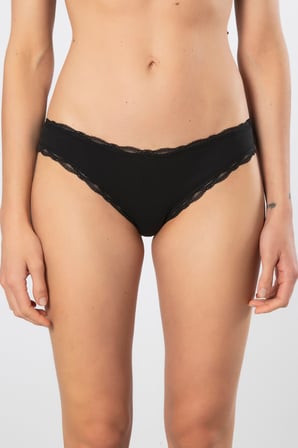 Türen Kadin Likrali Ribana Dantelli Bikini Külot 2'li Paket 928/Siyah