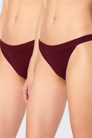 Türen Kadin Likrali Ribana Tanga 2'li Paket 931/Bordo