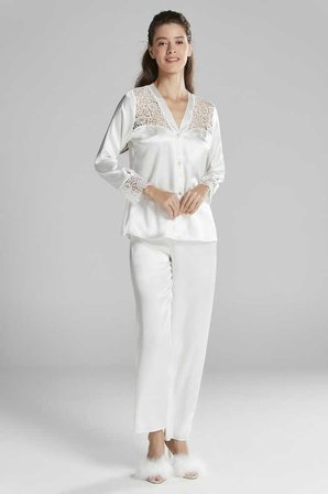 Pierre Cardin 6'lı Ekru Kaplı Midi Gecelik Sabahlık Set 6625