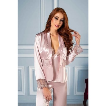 Pierre Cardin 6'lı Pudra Kısa Gecelik Sabahlık Çeyiz Set 6040