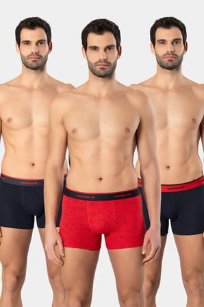 Cacharel Erkek Desenli Likrali Boxer 3'lü Paket 1339/Lacivert 2