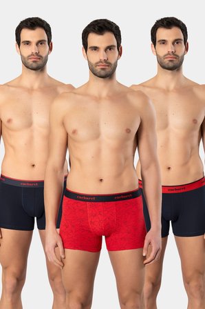 Cacharel Erkek Desenli Likrali Boxer 3'lü Paket 1339/Lacivert 2