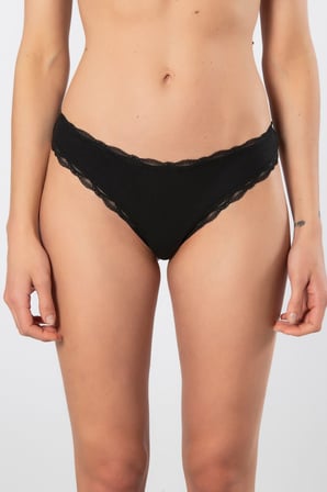 Türen Kadin Likrali Ribana Dantelli String 2'li Paket 927/Siyah