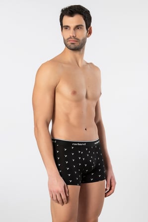 Cacharel Erkek Desenli Likrali Boxer 3'lü Paket 1339/Siyah 1