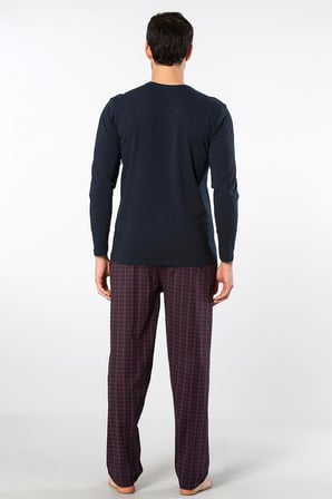 Cacharel Erkek Poplin O Yaka Uzun Kollu Pijama Takimi 2239/Bordo 1