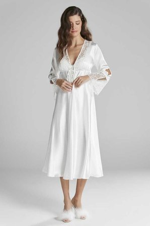 Pierre Cardin Ekru 6'lı Full Güpür Gecelik Sabahlık TK 6620