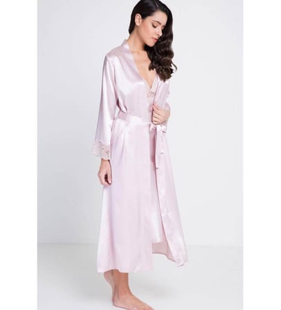 Pierre Cardin Pudra Uzun Saten Sabahlık Gecelik Set 4370