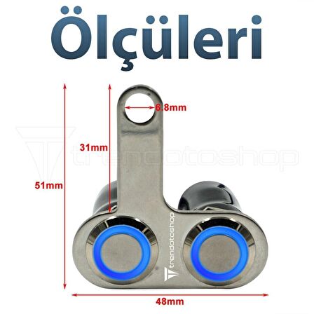 Universal Motosiklet Açma Kapama Düğmesi Çift Tuşlu Işıklı Gidon Bağlantılı Aç Kapa Tuşu
