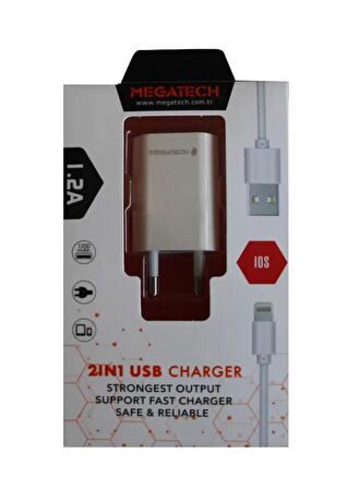 Megatech Mt Cl1 1.2In Usb Ev Şarj Kafa+Iphone Kablo / Megatech