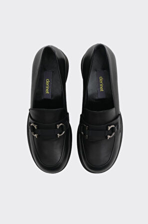 Hakiki Deri Kısa Topuklu Tokalı Kadın Casual Ayakkabı