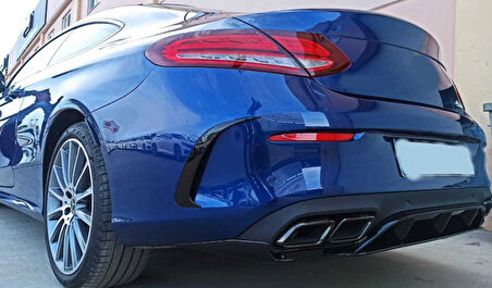 Mercedes W205 2015-2020 Coupe Uyumlu Arka Tampon Bıçakları (Piano Black)