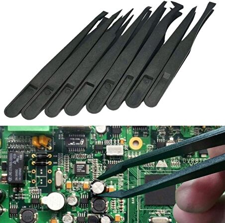 Hassas Elektronik Cımbız Seti Antistatik Tweezer Set 8 Parça