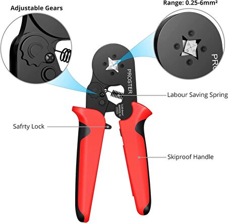 Yüksük Sıkma Pensesi 0,25 – 6 mm² Kendinden Ayarlı