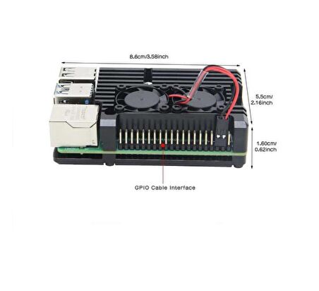 Raspberry Pi 4 Alüminyum Soğutucu Kasa - Çift Fanlı
