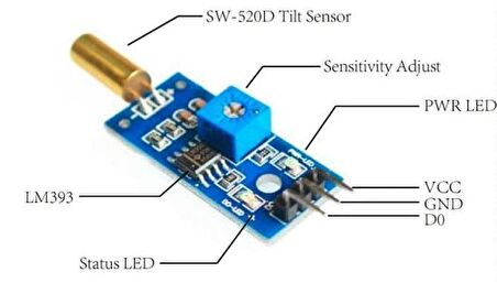 SW520D Tilt Sensör Kartı 3 Pin (Eğim Sensörü - Yatay)