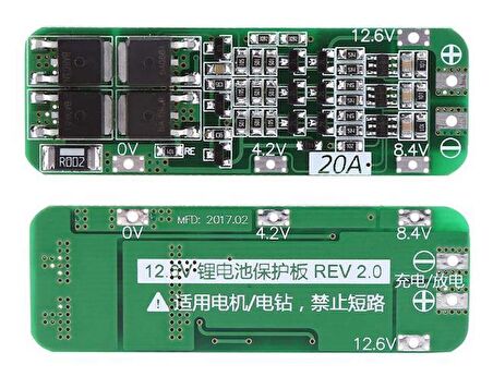 3S 20A 12,6V BMS Koruma Kartı Lityum Batarya 18650 Li-ion Lipo Protection Module