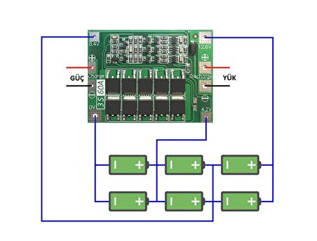 3S 60A 11,1V BMS Koruma Kartı Lityum Batarya 18650 Li-ion Lipo Protection Module