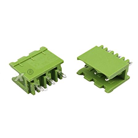 3 Pin Geçmeli Klemens 180' Erkek 5.08mm Yeşil