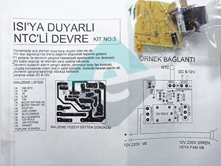 Röleli Isı Sensörü Demonte Kit Kendin Yap (NTC Devresi)