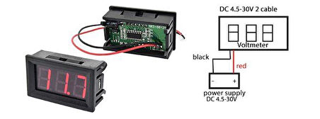 Voltmetre DC 0-30V Panel Tip Dijital Kırmızı 0.56 inch