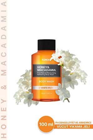 Yoğun Nemlendirici Vücut Yıkama Jeli Kundal Honey&Macadamia Pure Body Wash 100ml (White Musk)