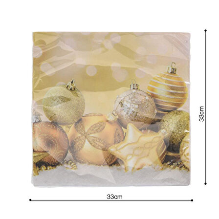 Yılbaşı Temalı Kağıt Peçete Karışık Renk 33*33cm 20 Adet