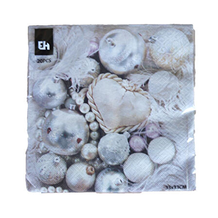 Yılbaşı Temalı Kağıt Peçete Gri 33*33cm 20 Adet