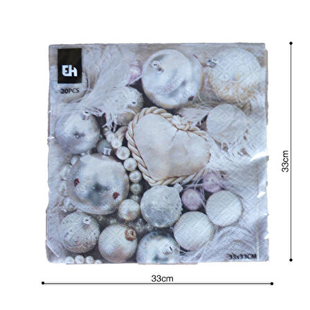 Yılbaşı Temalı Kağıt Peçete Gri 33*33cm 20 Adet