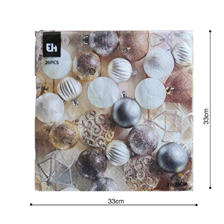 Yılbaşı Temalı Kağıt Peçete Sarı 33*33cm 20 Adet