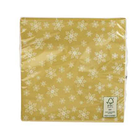 Kar Tanesi Temalı Kağıt Peçete Sarı 33*33cm 20 Adet 