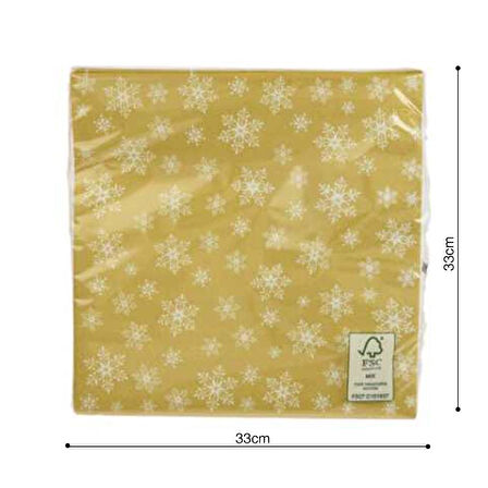 Kar Tanesi Temalı Kağıt Peçete Sarı 33*33cm 20 Adet 