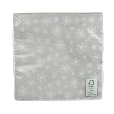 Kar Tanesi Temalı Kağıt Peçete Gri 33*33cm 20 Adet 