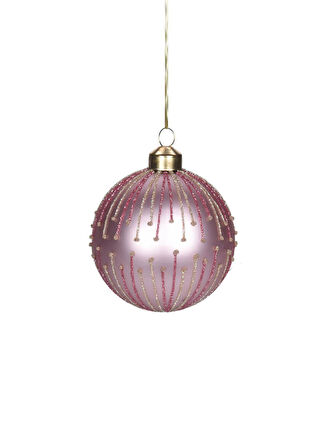 Çizgili Pembe Yılbaşı Süsü 8 cm