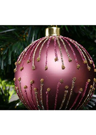 Çizgili Mor Yılbaşı Süsü 8 cm