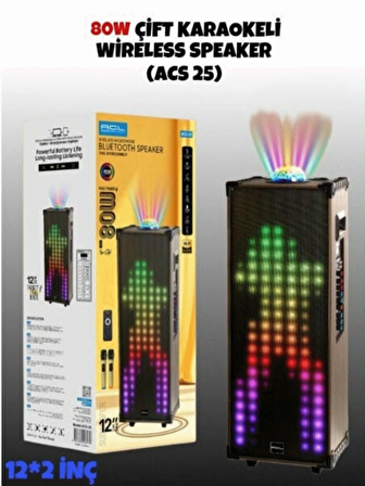 D2815 Ultra Bass Rgb Işıklı Kablosuz Wireless Mikrofonlu Taşınabilir Parti Hoparlörü